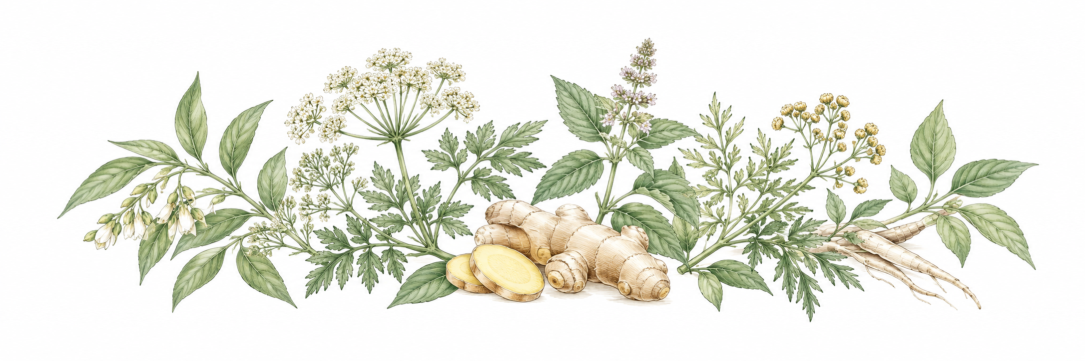 漢方をイメージした植物の線画
