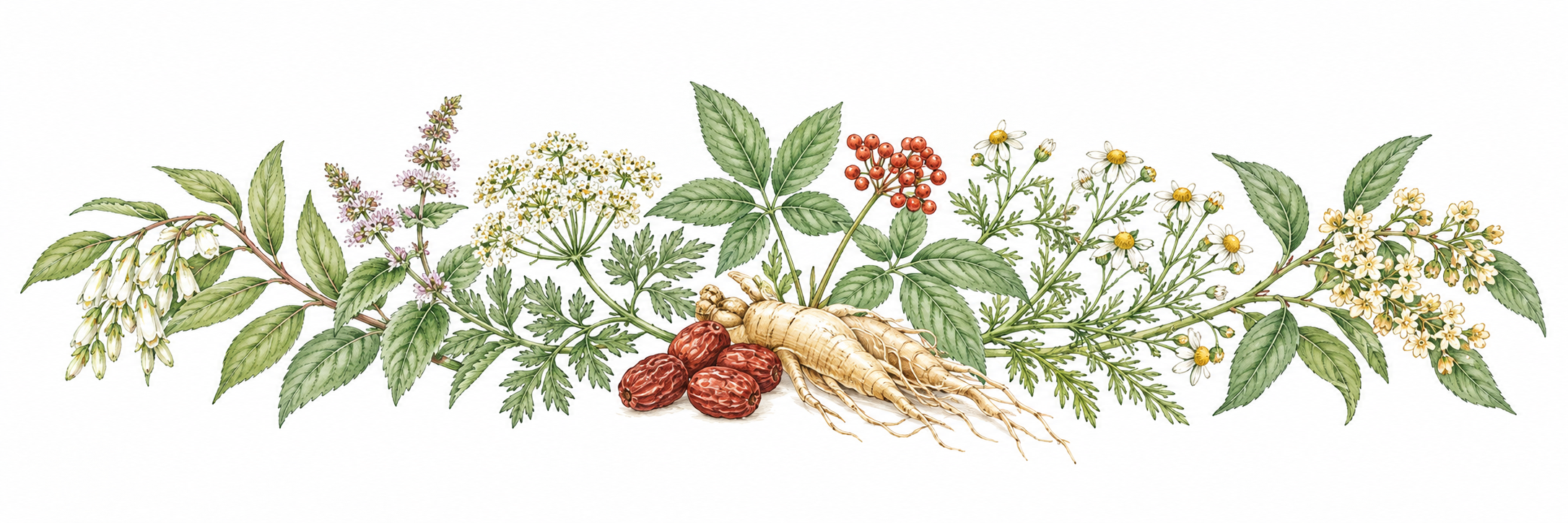 漢方をイメージした植物の線画