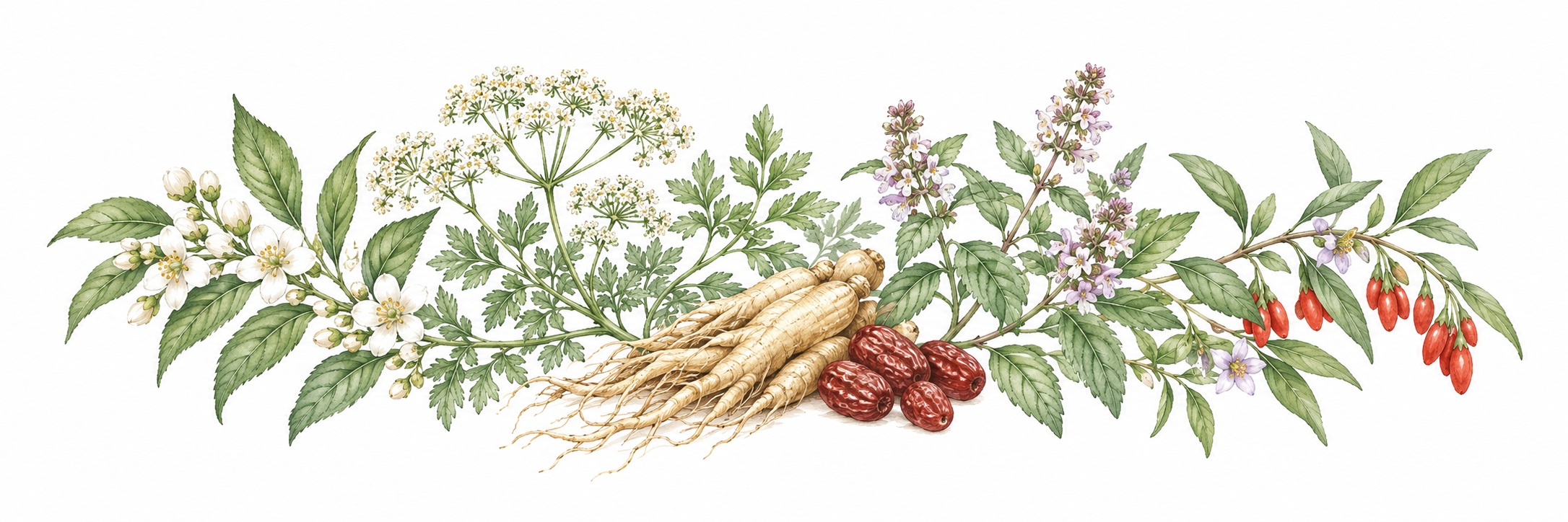 漢方をイメージした植物の線画